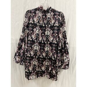 Chloe Kristyn Champagne Sleeve Abstract Floral Dress size XS